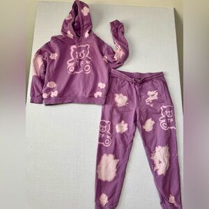 Teddy Fresh Lavender Hoodie and Joggers Set top med /bottom L tie die